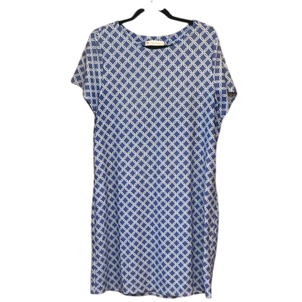 Jude Connally Navy and White Patterned Dress